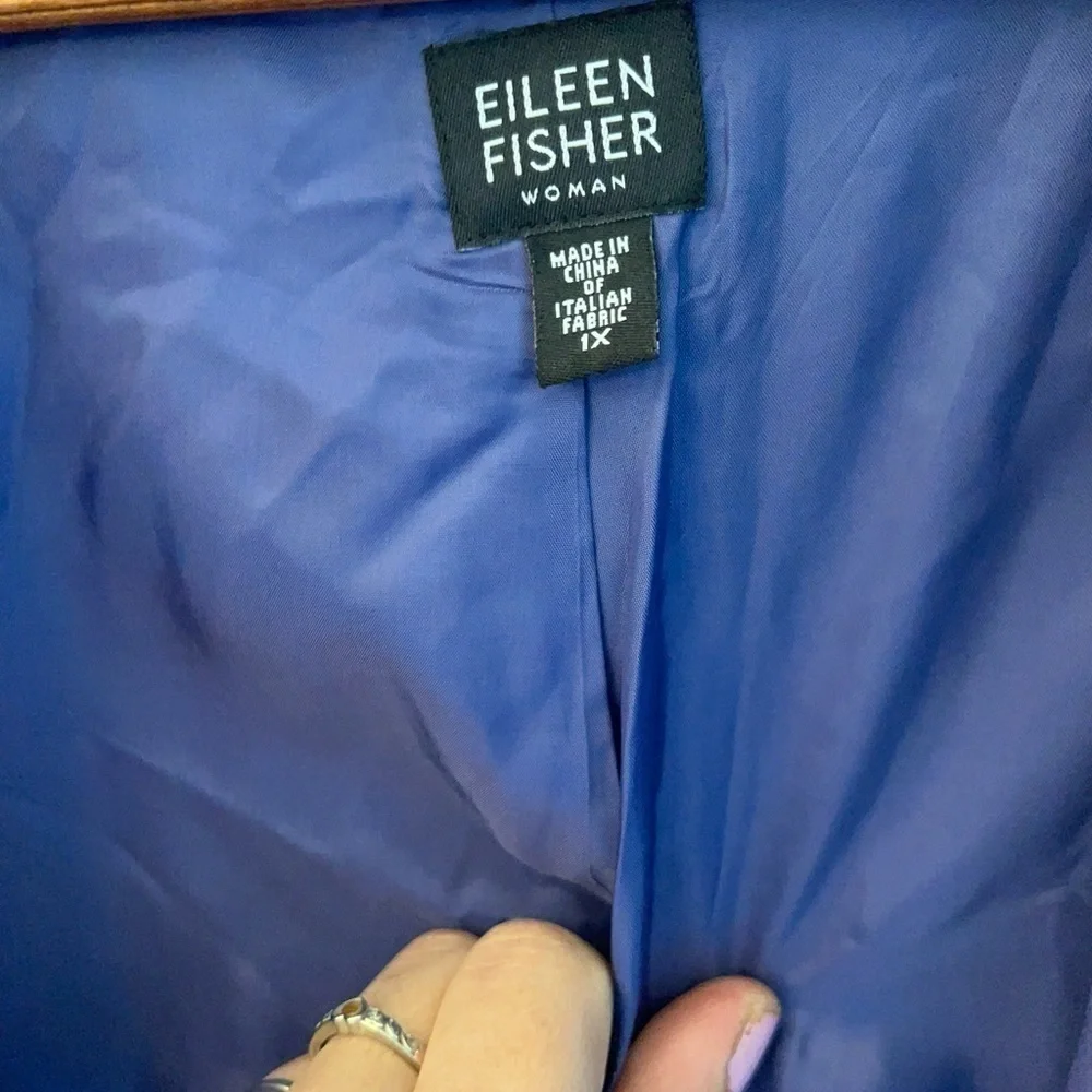 EILEEN FISHER Ladies 1X Purple Open Front Jacket With Pockets Size